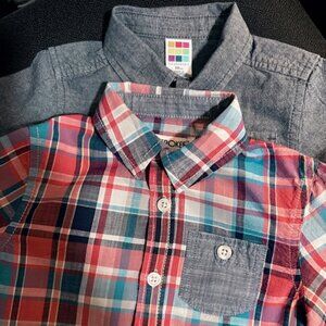 2 Toddler Long-Sleeve Dress Shirts - 18 Months
